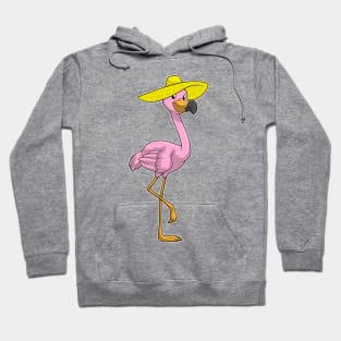 Flamingo on Beach with Hat Hoodie